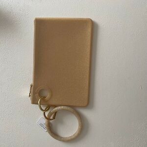 NWT Oventure Glitter Wristlet Wallet Keychain Gold Sparkle Silicone Bracelet Pou